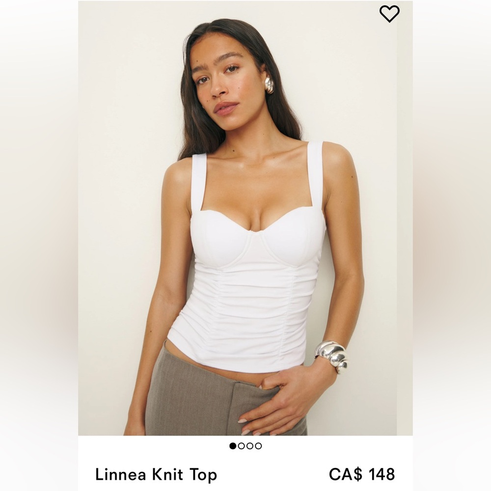 Reformation White Linnea Knit Camisole